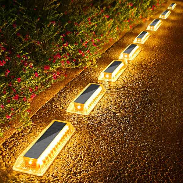Lacasa Solar Deck Lights, Solar Light Outdoor Waterproof IP68, 8 Pack Solar Powered Pathway Yard Driveway Step Landscape Lights, LED Lighting 50LM for Garden Path Walkway Stair Patio, Warm White 2700K