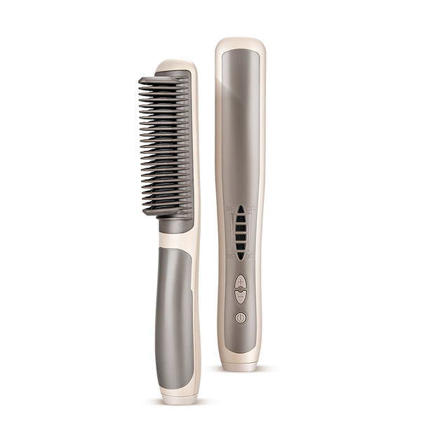Hair Straightener Brush, 2 in 1 Straightener and Curler, Ring Hair Straightener Comb 6 Temps 20s Fast Heating, 3D Straightening Brush for Women